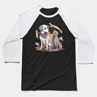 Dog and cat with good relations Baseball T-Shirt